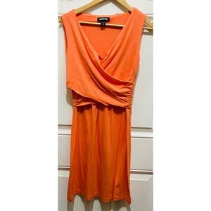 Lands'‎ End Womens XS/P 2-4 Orange Sleeveless V-Neck Casual Dress